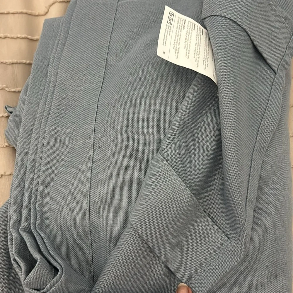 Blue Thick Linen Stone Blue Curtains for Living Room, Back Tab W55 x L84 2 P